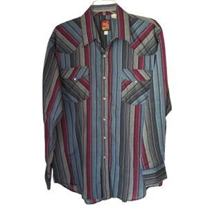 Rock Canyon Men's Vintage Pearl Snap Western Cowboy Shirt size Neck 16.5 x 35